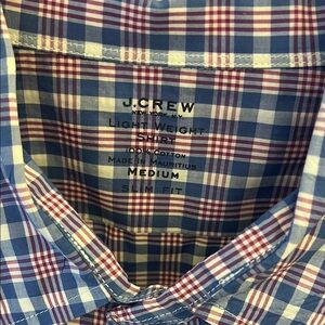 J Crew Men's Blue and Red Checkered Shirt Long Sleeve Button Down Slim Fit